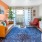 a living room with a couch and a table